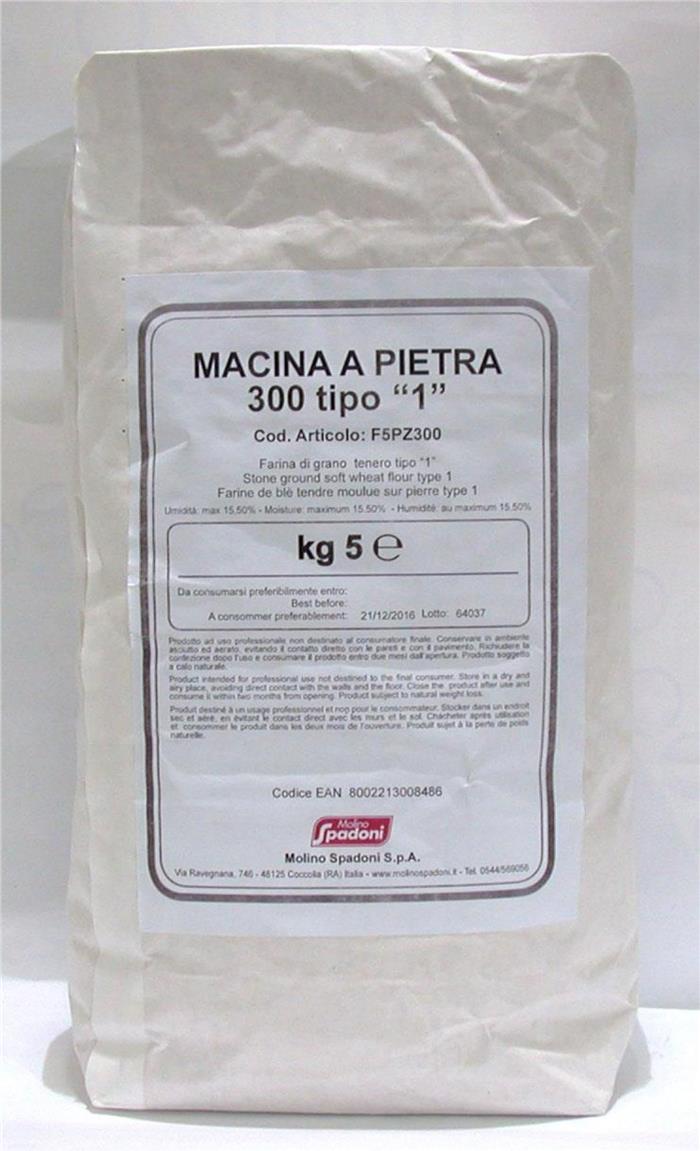 FARINA SPADONI TIPO 1 MACINATA A PIETRA GRANO TENERO W300 KG.5