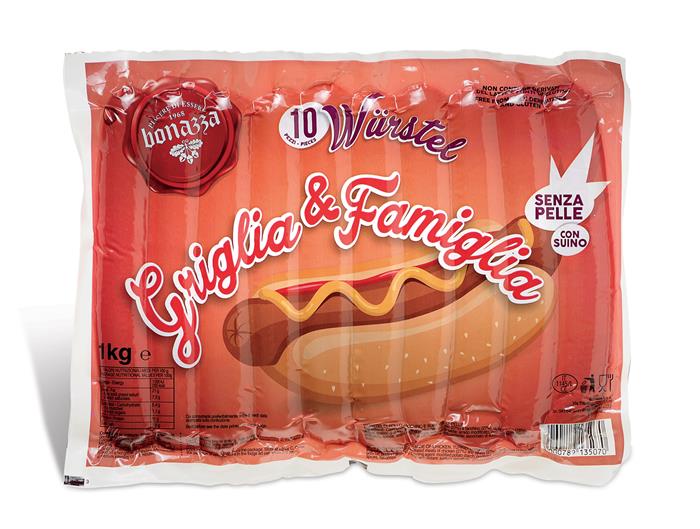 WURSTEL GRIGLIA BONAZZA PZ.10 GR.1000 SENZA GLUTINE