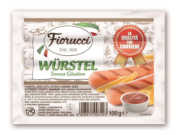 WURSTEL FIORUCCI GR.100 PZ.4 SENZA GLUTINE E SENZA LATTOSIO
