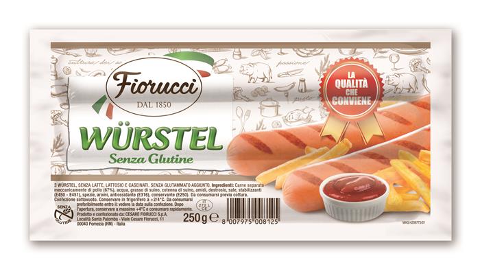 WURSTEL FIORUCCI GR.250 PZ.3 SENZA GLUTINE E SENZA LATTOSIO