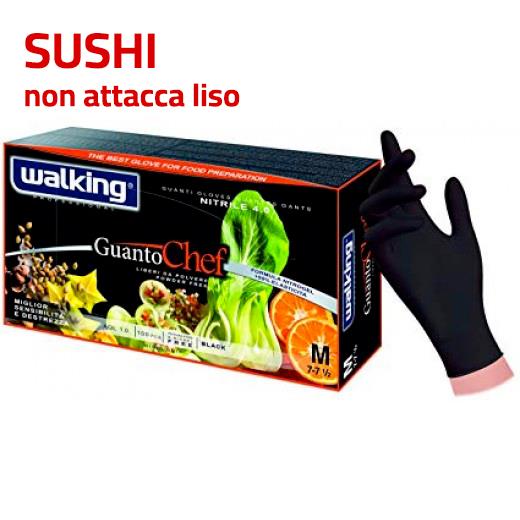 GUANTI CHEF SUSHI NERO ML WALKING 200PZ. (7-8 1/2)